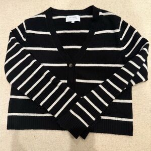 La ligne Black and White cashmere Striped Women's Sweater SMALL NWOT